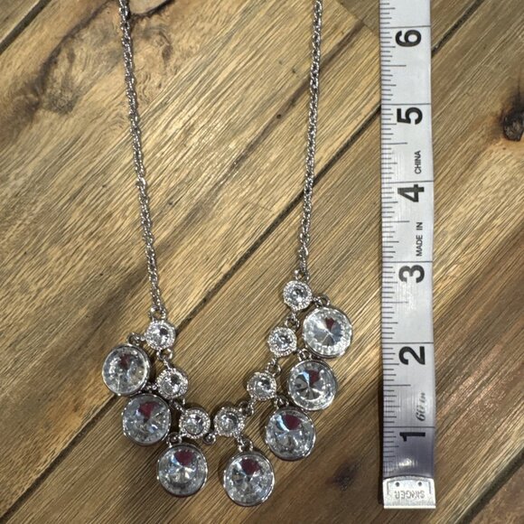 APT 9 Silver Tone Short CZ Statement Necklace Earring Set 2 PC Party Prom NEW - Picture 15 of 16